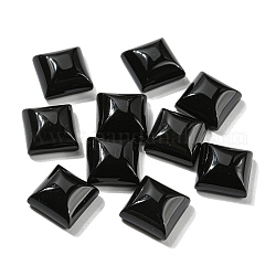 Cabochons aus natürlichem schwarzem Onyx, gefärbt und erhitzt, Viereck, 10x10x5 mm