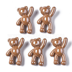 Opaque Acrylic Pendants, Pearl Luster Plated, Bear, Camel, 36x22x13.5mm, Hole: 2.5mm