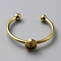 304 componentes del anillo del manguito de acero inoxidable, con 201 bandeja de acero inoxidable y cuentas, dorado, nosotros tamaño 7 1/4 (17.5 mm), Bandeja: 4 mm