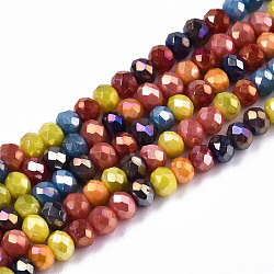 Opache perle di vetro fili, sfaccettato, ab colore placcato, rondelle, colore misto, 3.5x3mm, Foro: 0.8 mm, circa 140~144pcs/filo, 15.75 pollice ~ 16.14 pollici (40 cm ~ 41 cm)