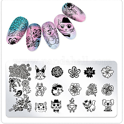 Пластины для штамповки ногтей из нержавеющей стали, штамп для ногтей пластины для дизайна ногтей цветочная геометрия животное, для шаблона изображения маникюр трафареты инструменты, чёрные, 12x6 см