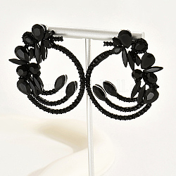 Ohrhänger aus schwarzem Messing mit Mikropavé-Kubikzirkonia, Blume, Schwarz, keine Größe