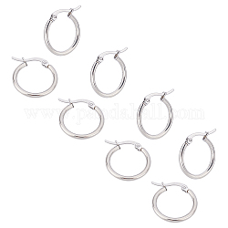Unicraftale 20 Pairs 201 Stainless Steel Hoop Earrings, Hypoallergenic Earrings, Ring Shape, Stainless Steel Color, 12 Gauge, 21x19x2mm, Pin: 1mm