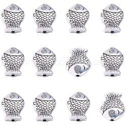 PandaHall Elite 60pcs Fish Spacer Beads Tibetan Alloy Antique Silver Animal Metal Beads Charms for Summer Bracelet Jewelry Making, 14x11mm