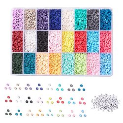 DIY Beads Jewelry Kits, Including Disc/Flat Round Handmade Polymer Clay Beads, Heishi Beads, Flat Round Acrylic Beads, Mixed Color, 4x1mm, Hole: 1mm, 240g