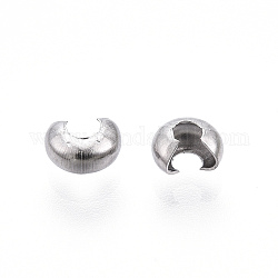 304 acero inoxidable perlas de engarce de cubre, color acero inoxidable, 3.5x4mm, agujero: 1.4 mm