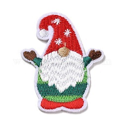 Appliques de gnomes de Noël, tissu de broderie informatisé fer/coudre sur les patchs, accessoires de costumes, rouge, 61x45.5x1mm