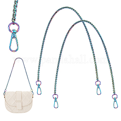 Pandahall elite 2 pz manici per borsa a catena di grano in lega di zinco, cinturino per borsa con chiusura girevole in lega, colore arcobaleno, 60.2cm, link: 9x6x2 mm