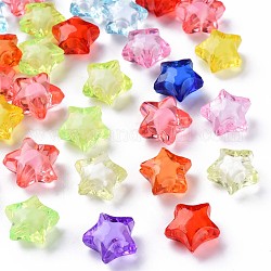 Perles en acrylique transparente, Perle en bourrelet, facette, étoiles du nord, couleur mixte, 14x15x8.5mm, Trou: 2mm, environ 518 pcs/500 g