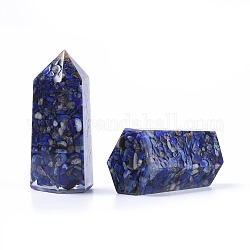 Orgone Obelisk Jumbo, Resin Pointed Home Display Decoration, Healing Stone Wands, for Reiki Chakra Meditation Therapy Decos, with Natural Lapis Lazuli Inside, Irregular Hexagonal Prisms, 51~52x26~27x20~23mm