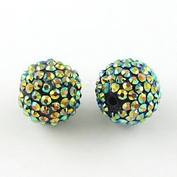 Ab-Farbe Harz Strassperlen, mit Acryl runde Perlen innen, für Bubblegum-Schmuck, gelb-grün, 12x10 mm, Bohrung: 2~2.5 mm