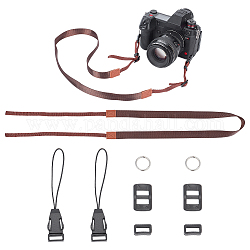 Sangles de cou de caméra en polyester, attache de caméra, avec accessoire en plastique, selle marron, 134.2x2x0.1 cm