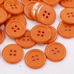 Акриловые швейные пуговицы , пластиковые пуговицы рубашки для дизайна костюма, 4-луночное, окрашенные, плоско-круглые, темно-оранжевый, 17x2 мм, отверстие : 1 мм