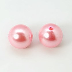 Imitated Pearl Acrylic Beads, Round, Pearl Pink, 22mm, Hole: 2mm