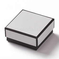 Boîtes à bijoux en carton, avec une éponge à l'intérieur, pour emballage cadeau bijoux, carrée, blanc, 7.5x7.5x3.5 cm