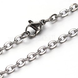 304 Edelstahl-Kabelketten Halsketten, mit Karabiner, Edelstahl Farbe, 29.5 Zoll (74.9 cm)