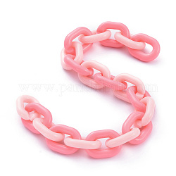 Handmade Acrylic Cable Chains, Pink, Links: 19x14x4mm, 39.37 inch(1m)/strand