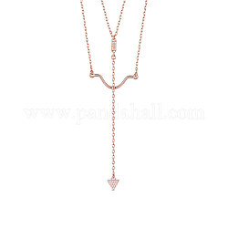 Ожерелья с подвесками Shegrace из стерлингового серебра 925 пробы с покрытием из розового золота, со штампом s925, с ааа класс фианитами, стрелка, 16.54 дюйм (42 см), 20 мм