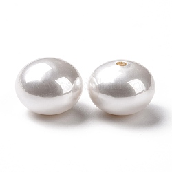 Perline di plastica abs, simil shell e perla, mezzo forato, abaco, bianco, 15.5x12mm, Foro: 1.4 mm