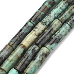 Brins de perles turquoises africaines naturelles (jaspe), colonne, 13~14x4mm, Trou: 1mm, Environ 30 pcs/chapelet, 15.9 pouce (40.5 cm)