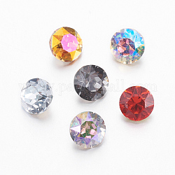 K9 Glass Rhinestone Cabochons, Pointed Back & Back Plated, Faceted, Diamond, Mixed Color, 7x5mm