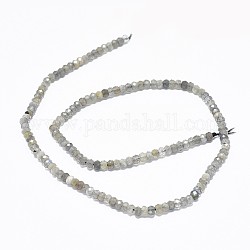 Chapelets de perles en labradorite naturelle , facette, rondelle, 3.5~4x2~2.5mm, Trou: 0.7mm, Environ 43 pcs/chapelet, 15.5 pouce (39.5 cm)