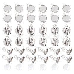 Kit per la creazione di orecchini tondi piatti a cupola vuota unicraftale fai da te, di cui 201 montatura per orecchini a clip in acciaio inossidabile, vetro cabochon, colore acciaio inossidabile, 100pcs/scatola