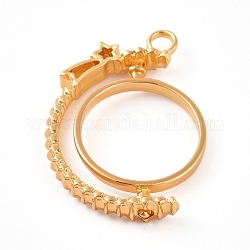 Alloy Open Back Bezel Pendants, For DIY UV Resin, Epoxy Resin, Pressed Flower Jewelry, Ring, Golden, 32x23x3.5mm, Hole: 3mm