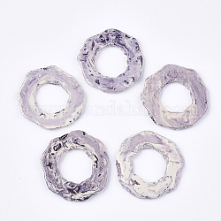 Perline di resina semi-forate, per ciondoli fare, fette di pietre preziose imitazione, anello, viola medio, 46~48x43~44x4~5mm, mezzo buco: 1 mm