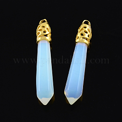 Synthetic Opalite Big Pendants, with Alloy Findings, Golden, 60~70x11x11mm, Hole: 4mm