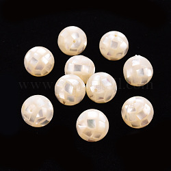 Harz perlen, mit natürlicher weißer Schale, Runde, creme-weiß, 12.5 mm, Bohrung: 1 mm