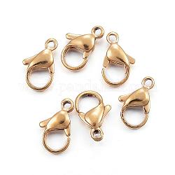 304 Stainless Steel Lobster Claw Clasps, Parrot Trigger Clasps, Real 24K Gold Plated, 12x7x3.5mm, Hole: 1.5mm