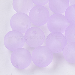 Transparent Acrylic Beads, Frosted, Round, Lilac, 12x11.5mm, Hole: 1.8mm, about 520pcs/500g