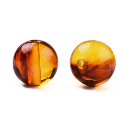 Perles d'ambre d'imitation de résine, ronde, or, 12x11.5mm, Trou: 1.5~3mm