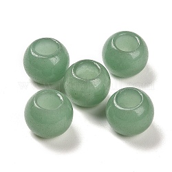 Perle europee di avventurina verde naturale, perline con foro grande, tondo, 12x9~9.5mm, Foro: 5.5~6 mm
