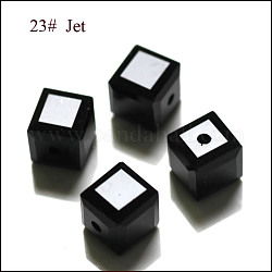 Perles d'imitation cristal autrichien, grade AAA, facette, cube, noir, 8x8x8 mm (taille dans la plage d'erreur de 0.5~1 mm), Trou: 0.9~1.6mm