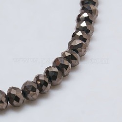 Electroplate Glass Bead Strands, Full Plated, Faceted, Rondelle, Gray Plated, 4x3mm, Hole: 1mm, about 130~140pcs/strand, 18.1 inch