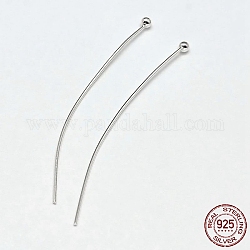 925 Sterling Silver Ball Head Pins, Silver, 30x0.6mm(22 Gauge), Ball: 1.8mm, about 168pcs/20g