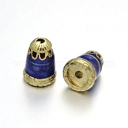 Apetalous Cone Brass Enamel Bead Caps, Golden, 15.5x12mm, Hole: 2mm