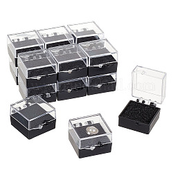 Boîtes de présentation en plastique pour le stockage et l'affichage des badges, avec de la mousse, noir, 30.5x38x21.5mm, diamètre intérieur: 28x28x9 mm