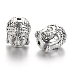 Perline stile tibetano,  cadmio& piombo libero, buddha testa, argento antico, 11x9x8mm, foro:1.5mm