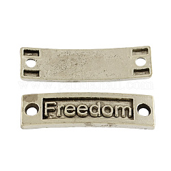 Rettangolo in lega di stile tibetano con connettori Freedom Links, cadmio & nichel &piombo libero, argento antico, 10x35x2.5mm, Foro: 3 mm