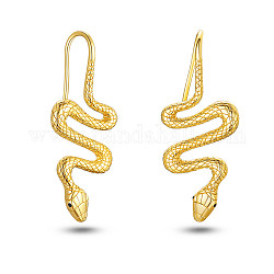 SHEGRACE Snake 925 Sterling Silver Dangle Earrings for Women, Golden, 37.6x16mm