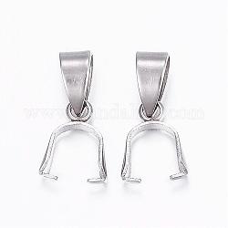 304 Stainless Steel Pendant Pinch Bails, Stainless Steel Color, 10x7x3mm, Hole: 4x5mm