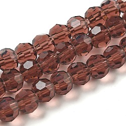 Perle di vetro trasparente, sfaccettato (32 sfaccettatura), tondo, sienna, 6mm, Foro: 1 mm, circa 98pcs/filo, 20.47 pollice (52 cm)