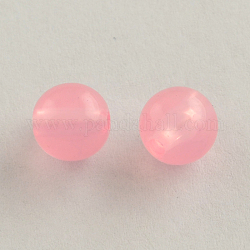 Imitation gelée perles acryliques ronde, rose, 10mm, Trou: 1.5mm, environ 920 pcs/500 g