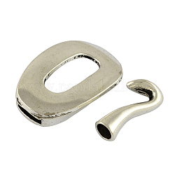 Tibetan Style Alloy Hook and Eye Clasps, Cadmium Free & Nickel Free & Lead Free, Antique Silver, Clasps: 39x26x6mm, Hole: 6x2mm, Hooks: 26x12x7mm, Hole: 5mm