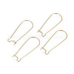 Revestimiento iónico (ip) 304 aretes de aro de acero inoxidable fornituras alambres para los oídos del riñón, dorado, 33x13x0.7mm, 21 calibre