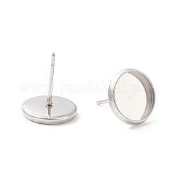 304 flache runde Ohrstecker-Fassungen aus Edelstahl, Ohrringpfosten, Edelstahl Farbe, Fach: 10 mm, 12 mm, Stift: 1 mm