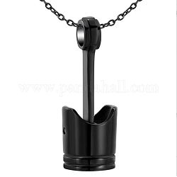 Zu öffnende Edelstahl-Urnen-Asche-Anhänger-Halsketten, Kolben, Elektrophorese schwarz, 19.69 Zoll (50 cm)